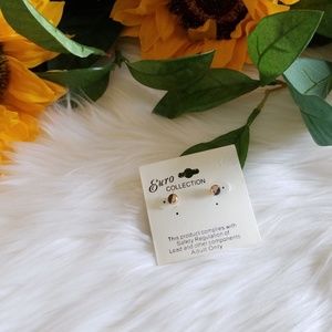 Gold/Burgundy Stud Earring